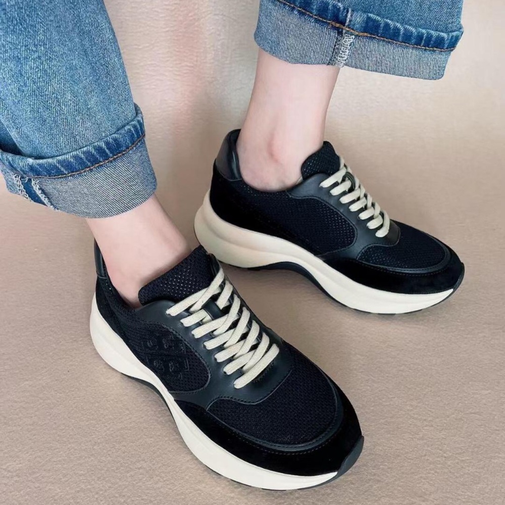 Tory Burch Black and White Sneakers with Thick Sole